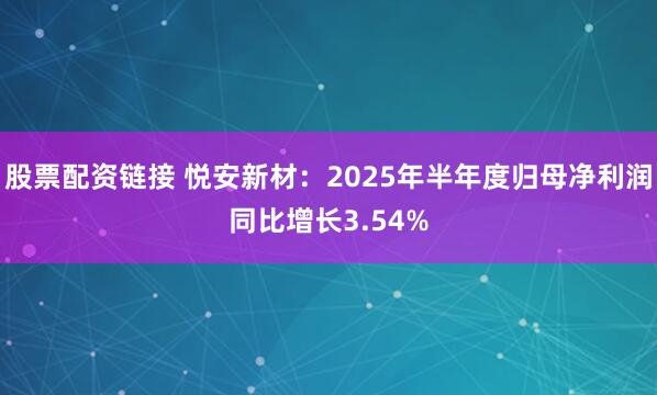 股票配资链接 悦安新材：2025年半年度归母净利润同比增长3.54%