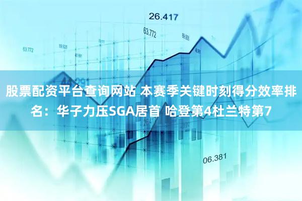 股票配资平台查询网站 本赛季关键时刻得分效率排名：华子力压SGA居首 哈登第4杜兰特第7